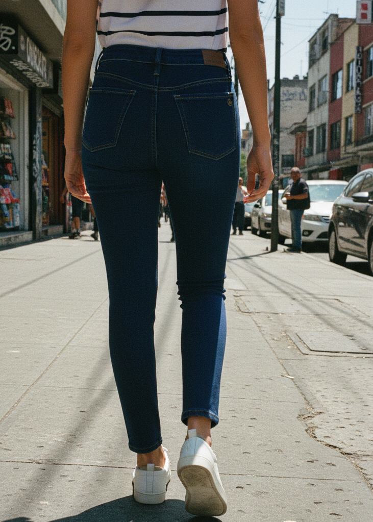 Azul de Mezclilla Ajustados Jeans