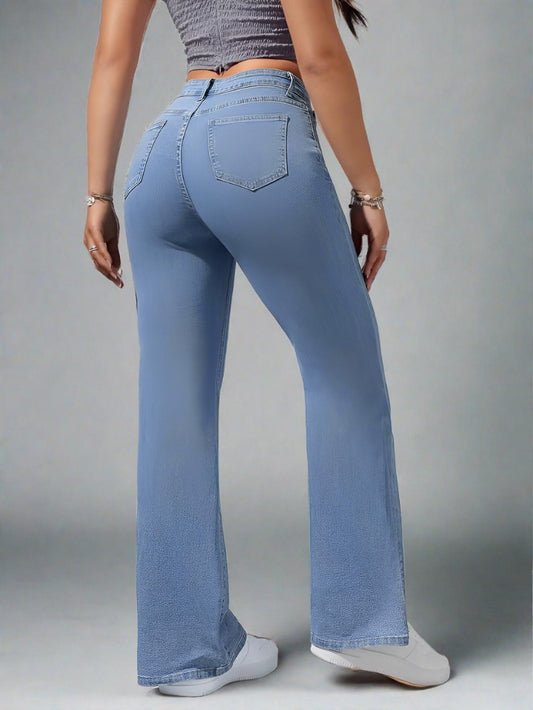 Jeans Campana Azules Mezclilla Mujer