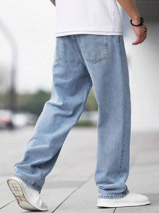 Baggy Jeans Azules Cielo Regulares para Hombre