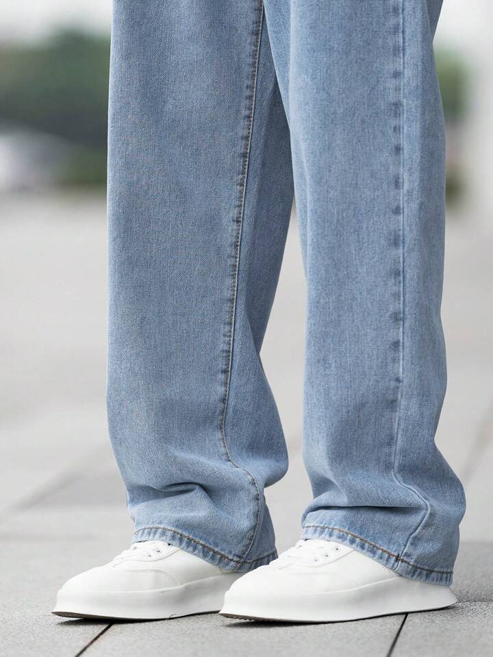 Hombre Baggy Jeans Azules Cielo Clásico