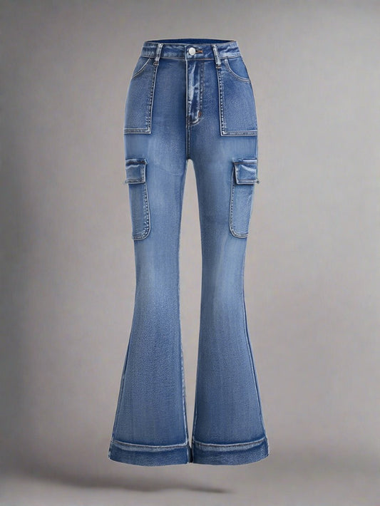 Jeans Azul Serenidad Campana Wide-Leg Flare