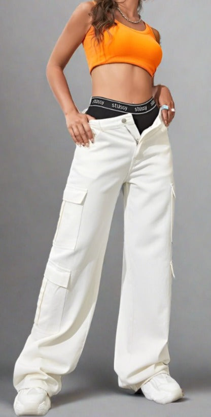 PDMX Jeans Cargo Mujer Blancos: Combina comodidad y aventura en tu look