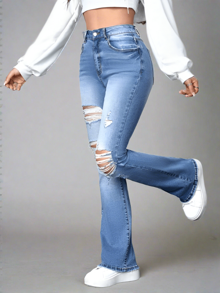Jeans Campana Azules Rotos (Acampanados)