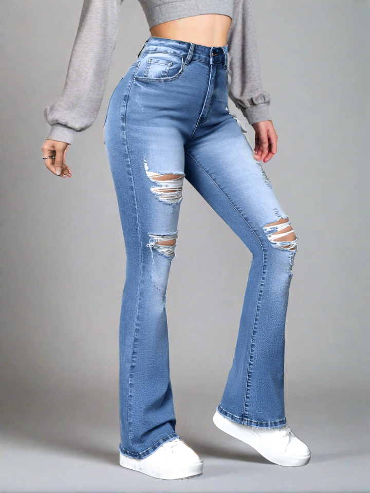 Jeans Campana Azules Rotos (Acampanados)