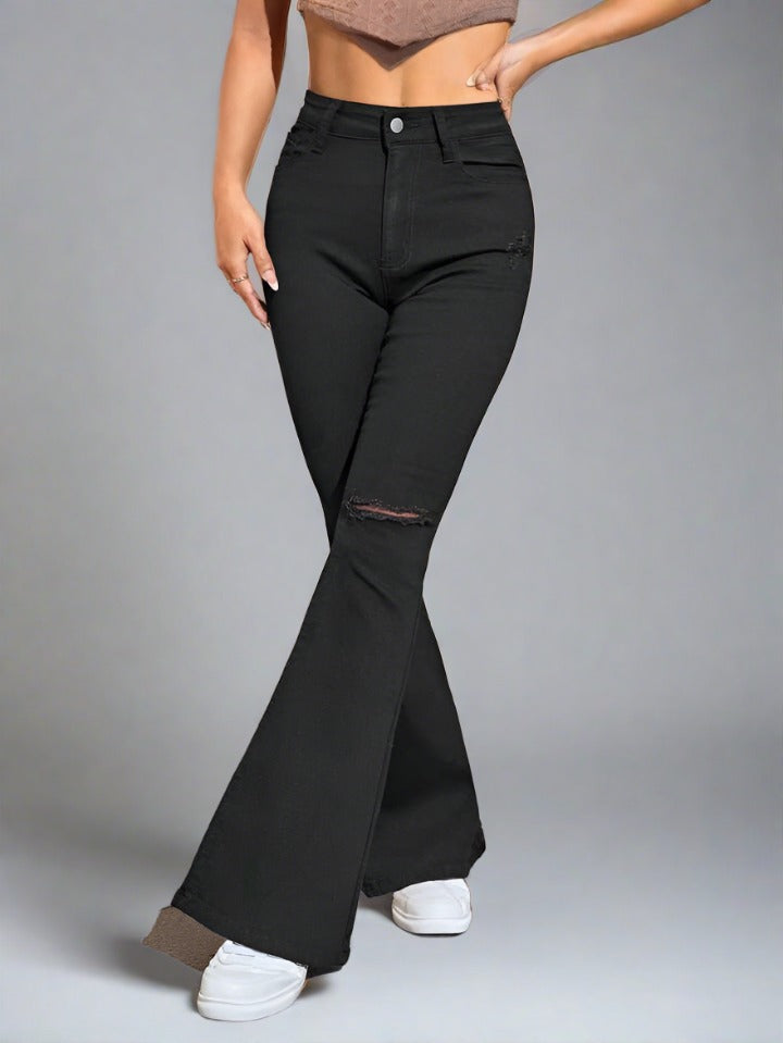 Jeans Campana Negros Rotos: Compra los Pantalones Rotos Vanguardia