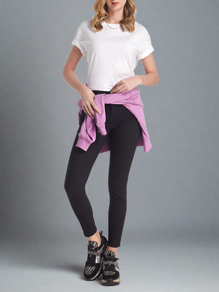 Jeans Elegantes Negros de Tiro Alto