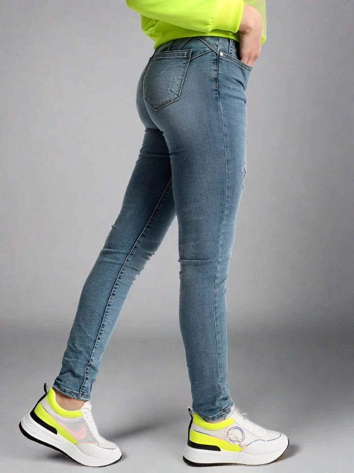 Skinny Jeans Azul Claro Rotos 2