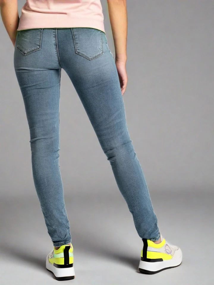 Skinny Jeans Azul Claro Rotos backside