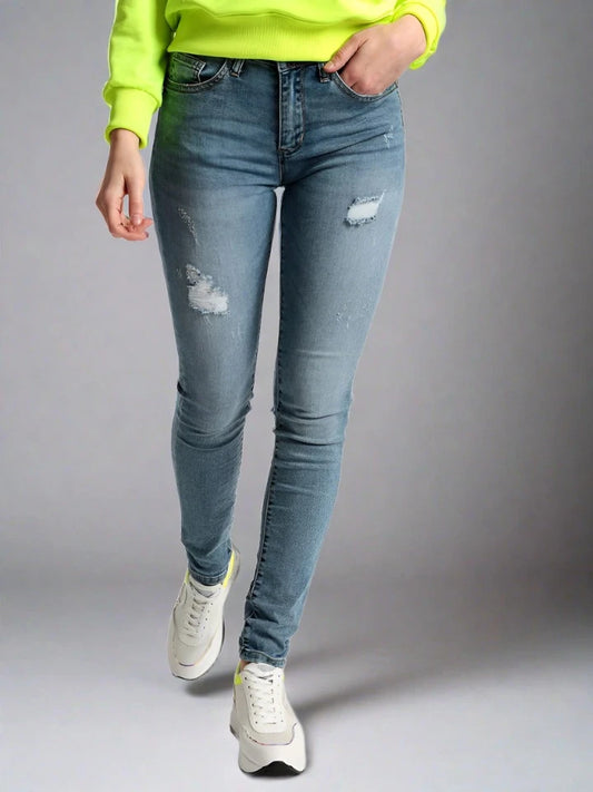 Skinny Jeans Azul Claro Rotos