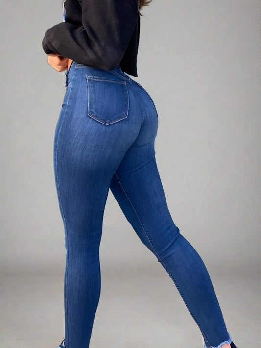 Jeans Skinny Mujer Azul Oscuro