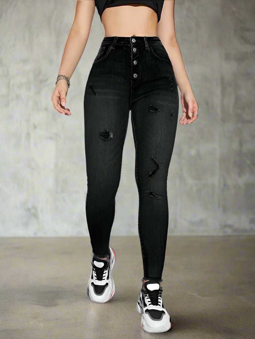 Jeans Skinny Mujer Negro Clásico por MARCA PDMX – PDMX Jeans