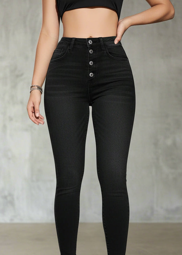 Jeans Skinny Mujer Negro Clásico Stretch