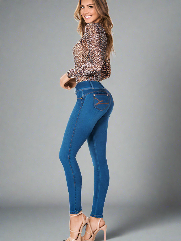 Jeans Vaqueros Mujer Azules Cintura Alta