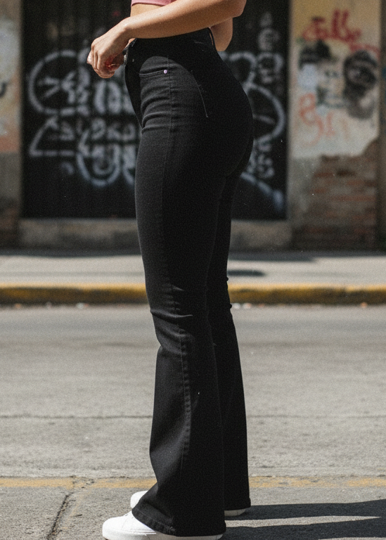 Jeans Campana Negros para Mujer con Levantamiento de Glúteos PDMX Jeans