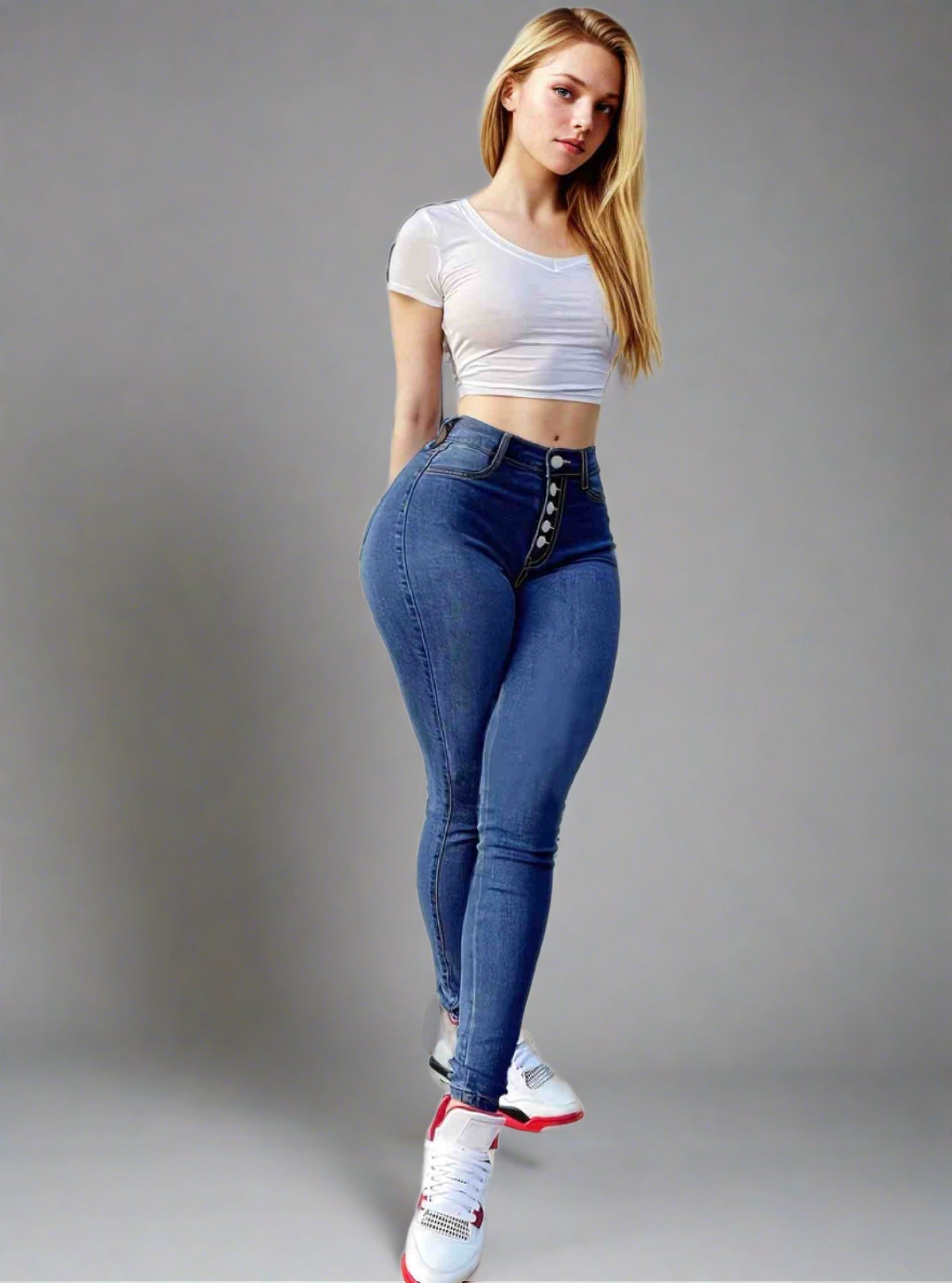Jeans Skinny de Talle Alto en Azul Profundo para Mujer