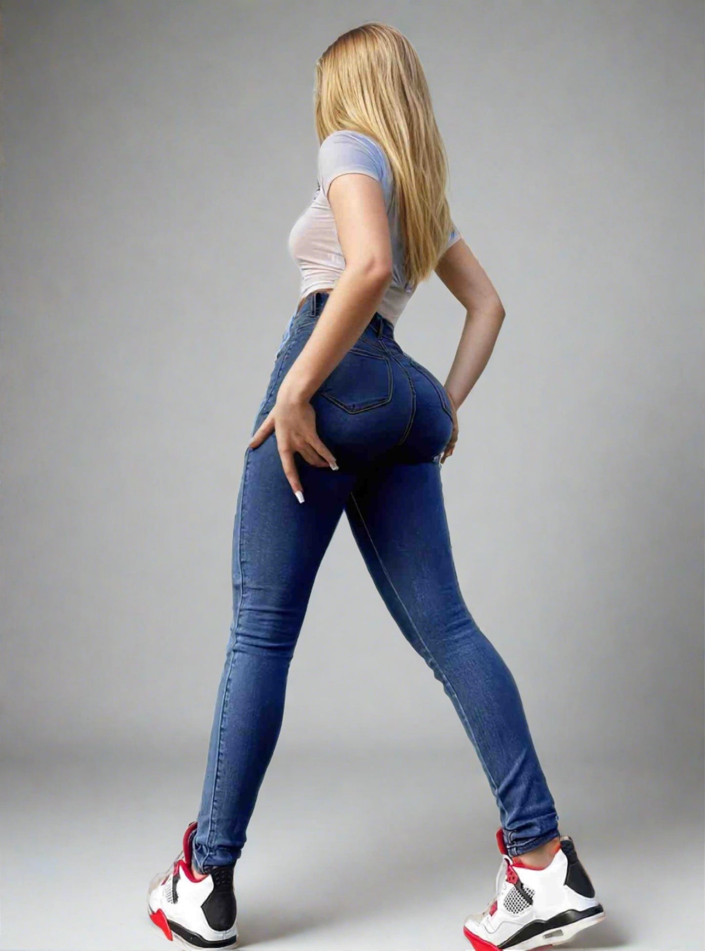 Jeans Skinny de Talle Alto en Azul Profundo para Mujer