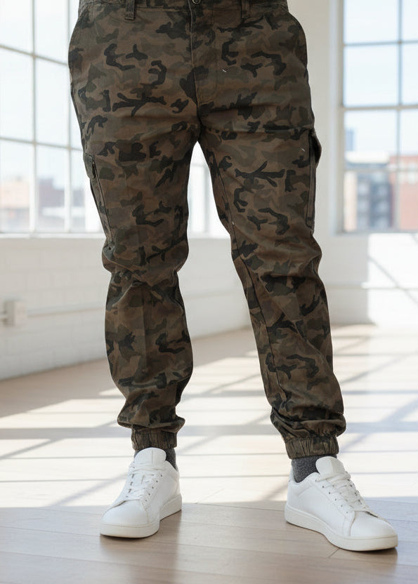 Pantalón Cargo Jogger para Hombres Camuflaje Verde PDMX Jeans