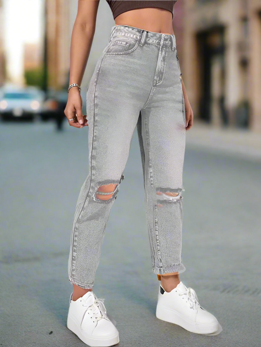 Pantalon gris mujer on sale