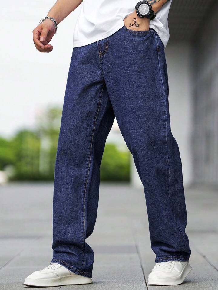 Baggy Jeans Azules Oscuro Hombre Clásico – Pantalones De Mezclilla CDMX  Expertos