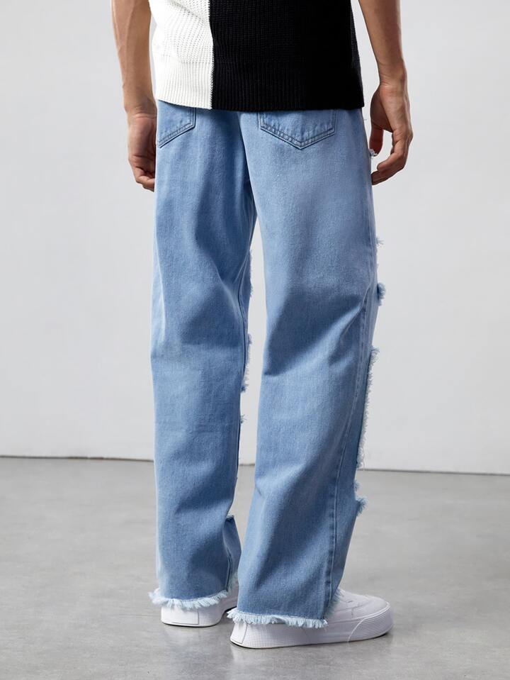 Jeans Baggy Desgarrados Azul Cielo para Hombre - Envío Gratis PDMX