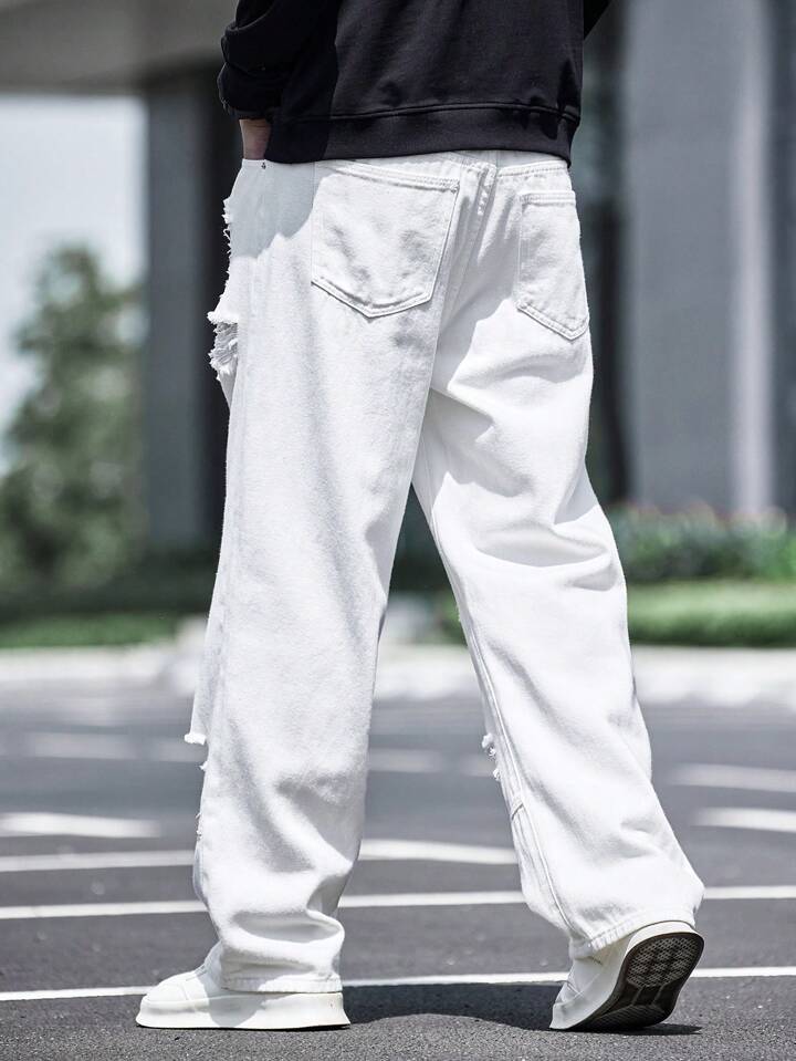 Jeans Desgarrados Blancos de Hombre - Comodidad y Moda PDMX