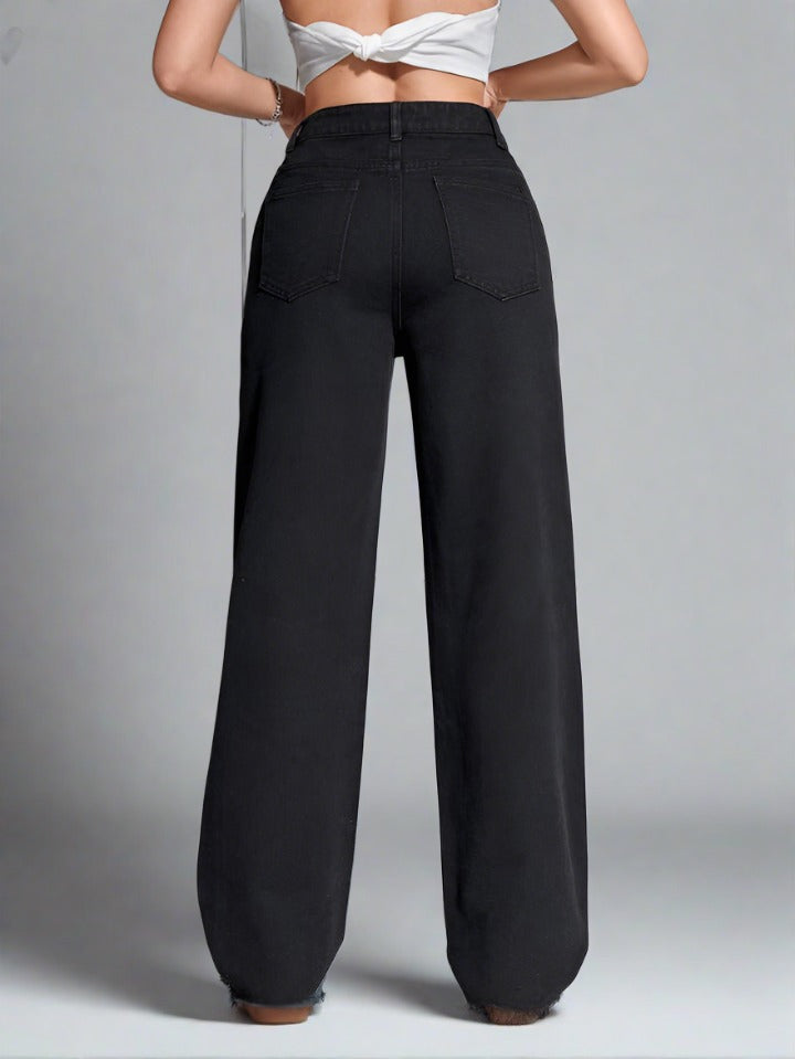 Elegantes jeans negros de corte Barrel Leg para mujeres PDMX