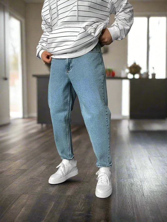Mom Jeans Hombres Azul Claro