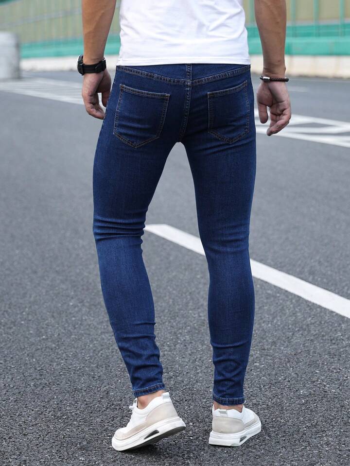 Skinny Jeans Hombre Azul Oscuro Clásico