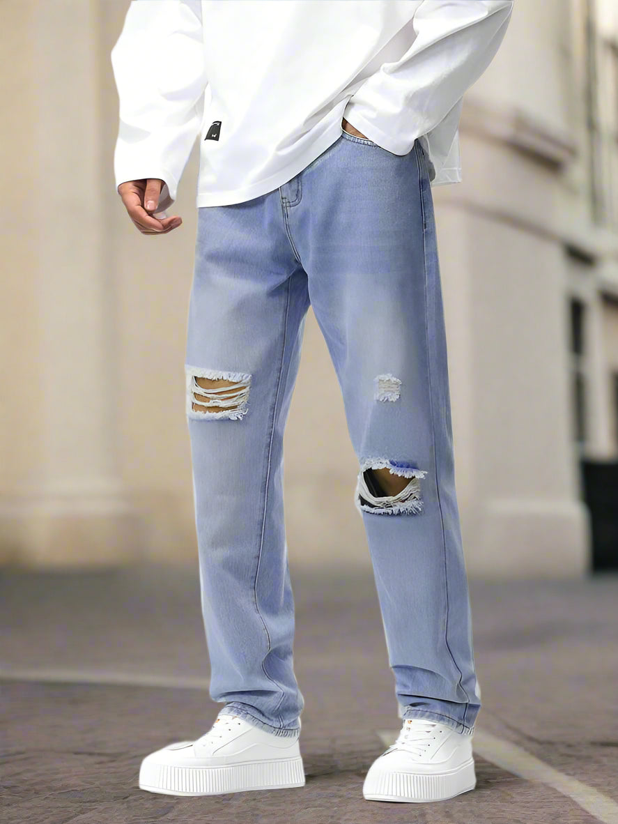 Pantalones Azul Cielo Para Hombre Azul Rey PantalÃ³n De Mezclilla