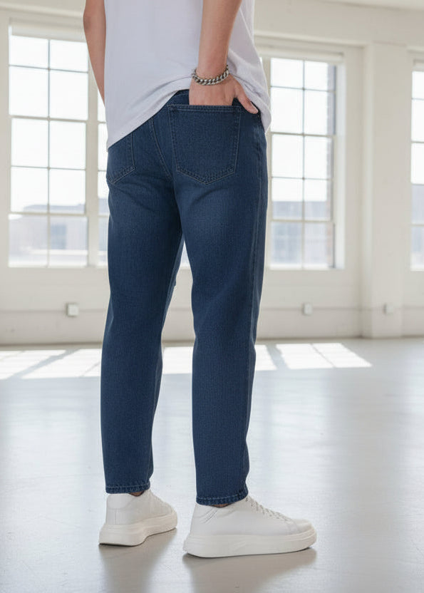 Oscuro Azul con Rotos Jeans MOM hombres