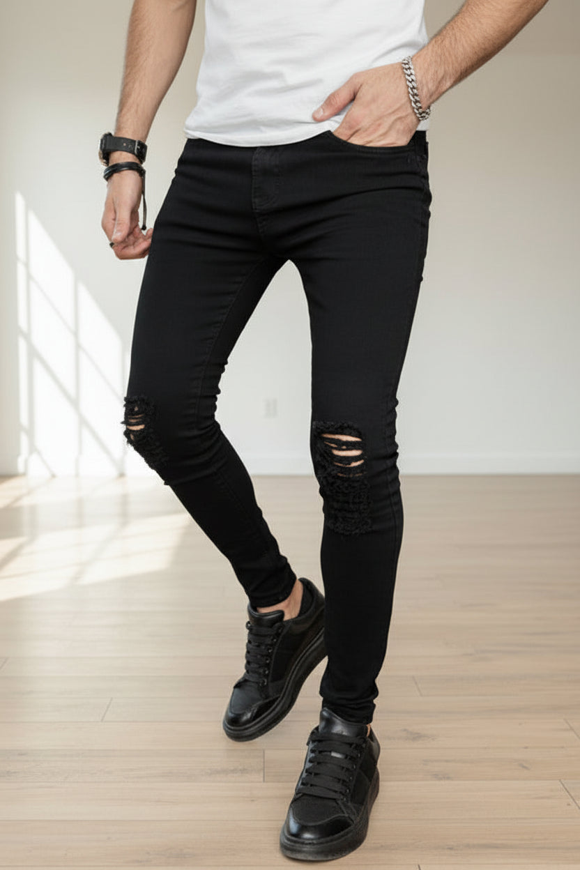 Jeans Negros Super Skinny Rotos para Hombre PDMX JEANS – PDMX Jeans
