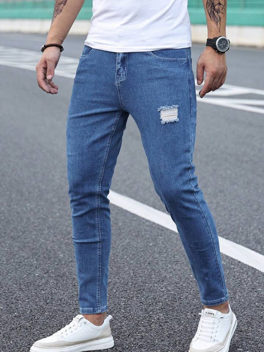 Jeans Slim Azul Rotos para Hombre