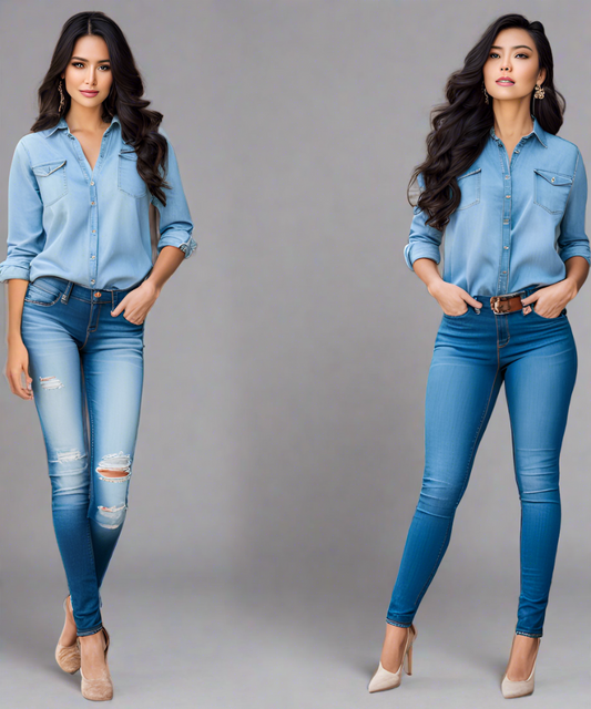 Skinny Jeans Azul Suave con Rotos