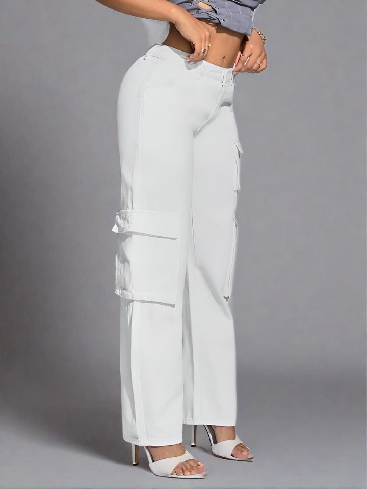 Pantalones Cargo Color Blanco Mujer 