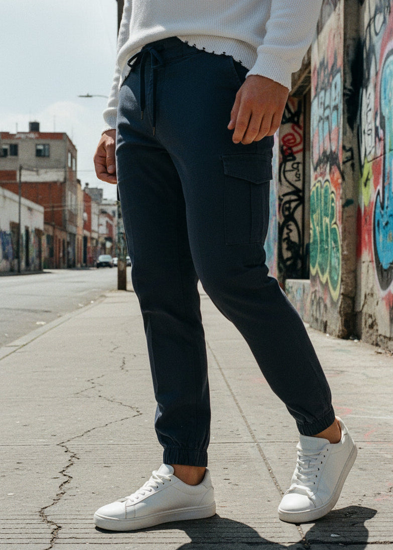 gabardina jogger azul marino hombre