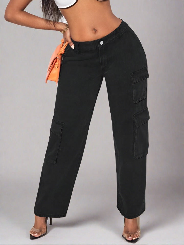 Pantalones Negro Mujer con Bolsillos