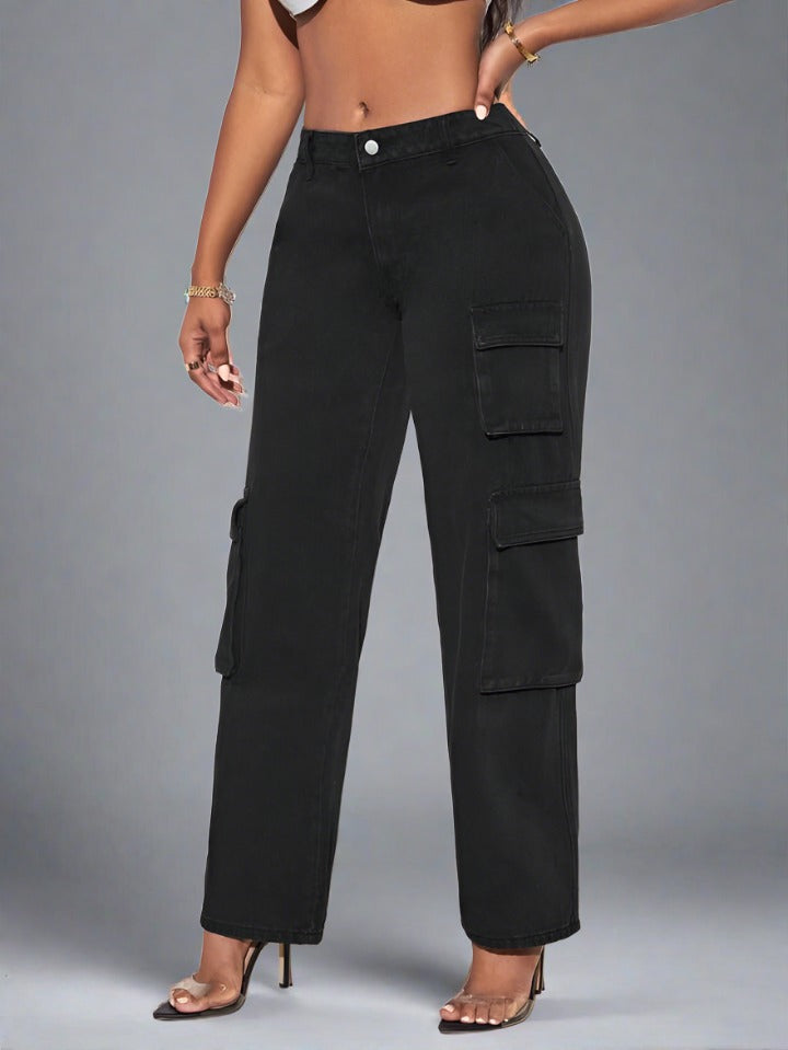 Pantalones Negro Mujer con Bolsillos
