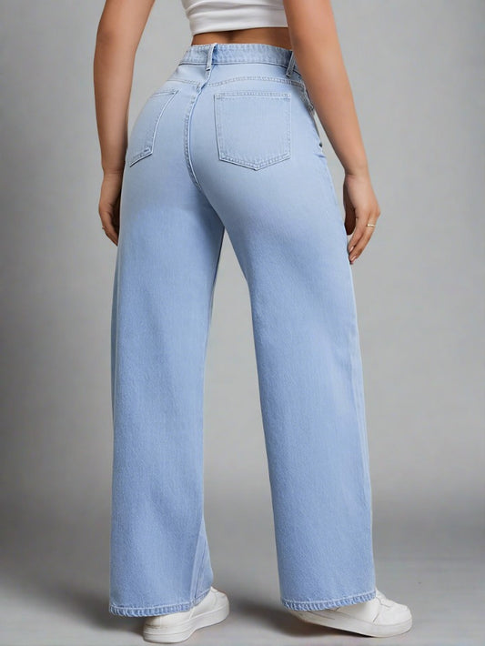 Jeans Cielo Desgastados Mujer: Siente la brisa y tu espíritu con estos jeans boyfriend deslavados. ¡PDMX, tu marca ideal!
