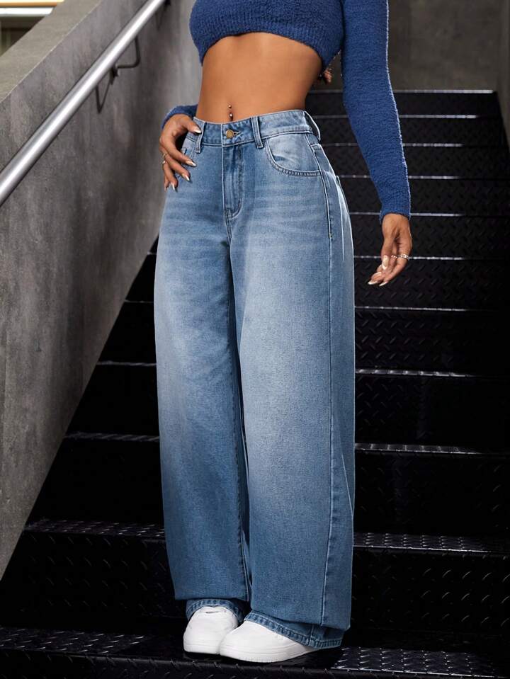 Jeans Baggy Azules Desgastados para Mujer en PDMX