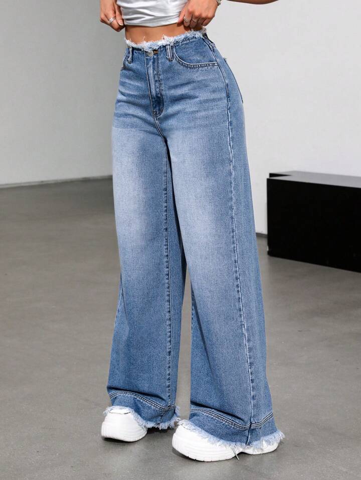 Blue Super Baggy Jeans para Mujer