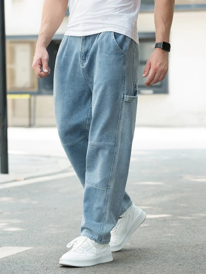 Pantalones de mezclilla PDMX para hombre - Jeans Boyfriend Azules Cielo de alta calidad