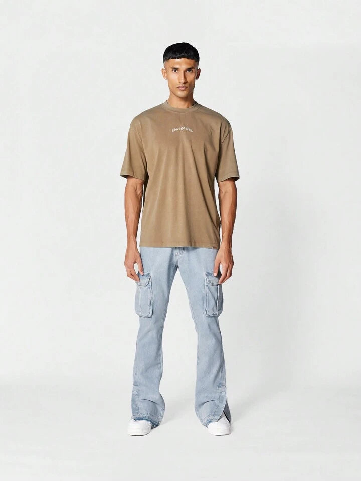 Moda Retro Actualizada: Jeans Grises de Campana Cargo para Hombre