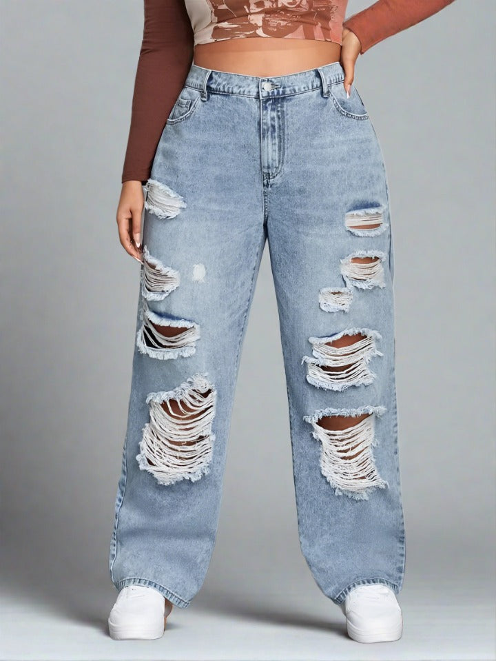 Baggy Boyfriend Jeans Azul Roto de PDMX – PDMX Jeans