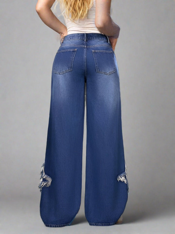 Baggy Jeans Para Mujer Azul rotos