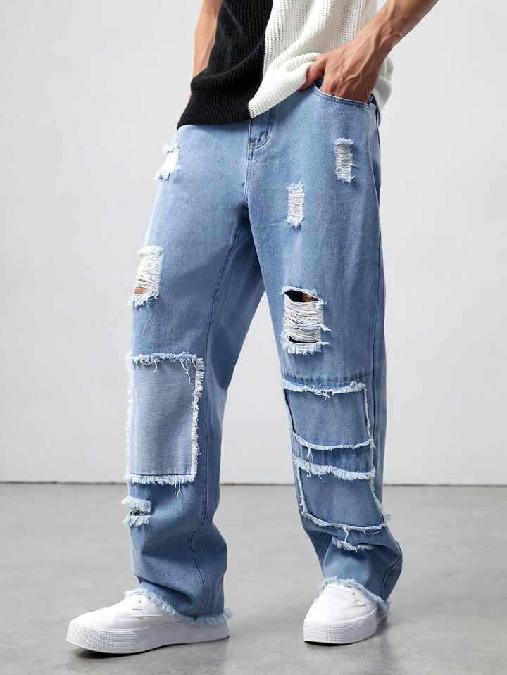 Estilo rebelde con Jeans Cargo Azules Rotos de PDMX - Esenciales en tu guardarropa