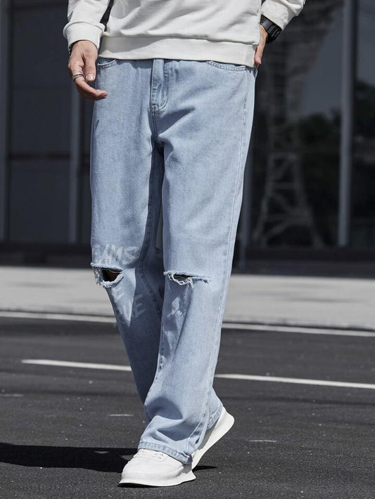 Jeans Boyfriend Azules Cielo Rotos PDMX para hombre
