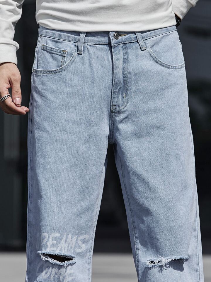 Jeans PDMX para hombre - Estilo Boyfriend Azul Cielo con detalles rotos