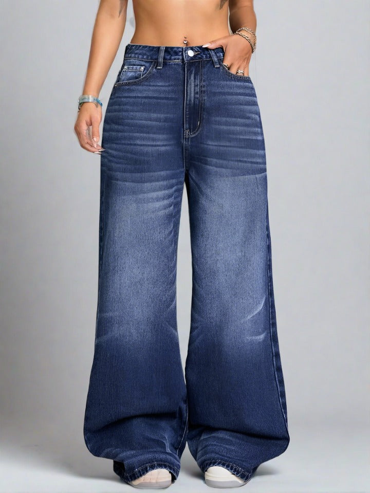 Vista trasera de Jeans Baggy Azul Oscuro para Mujer