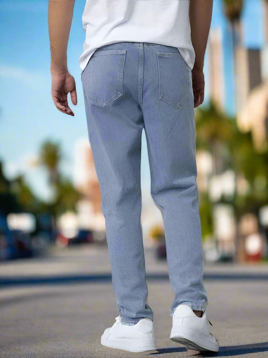 Pantalones Clásico para Hombres en Azul Lavado Ligero - Estilo y Confort