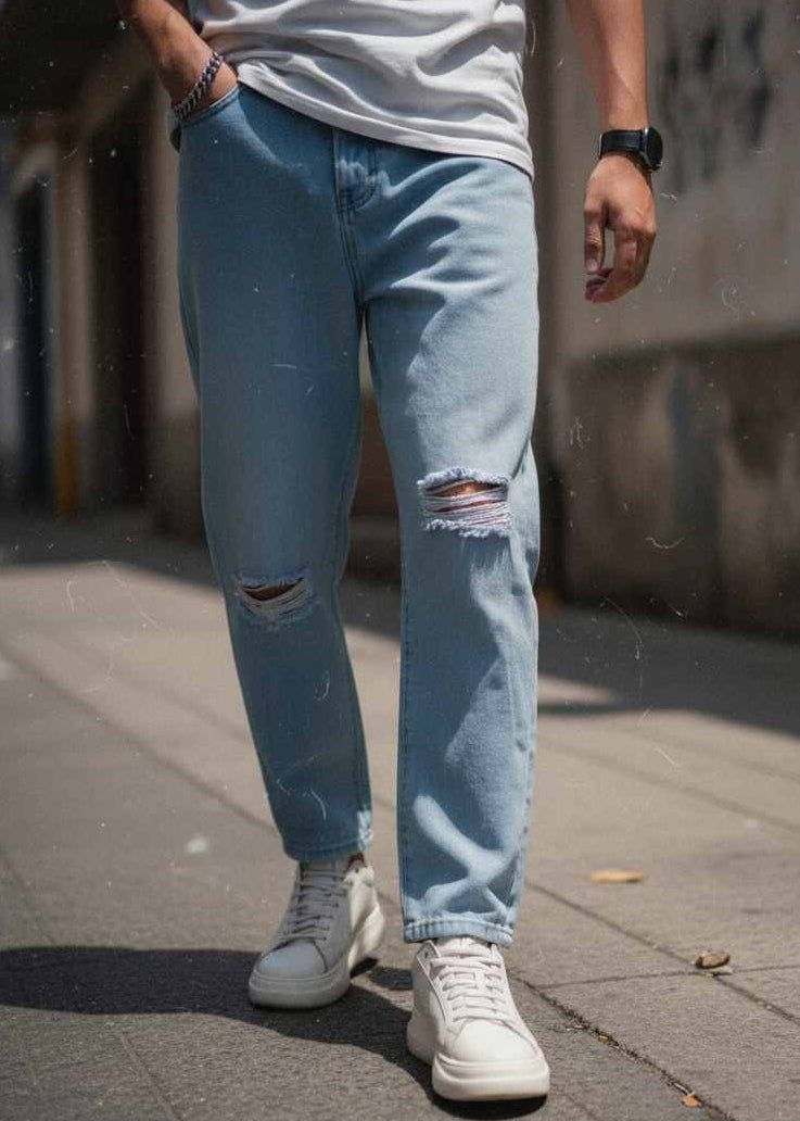 Mom Jeans de mezclilla para hombre azul cielo claro